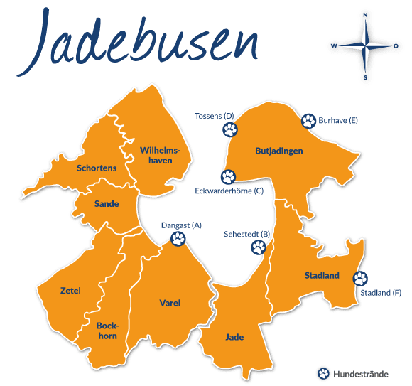 Orte am Jadebusen eine Übersichtskarte mit Orten am Jadebusen